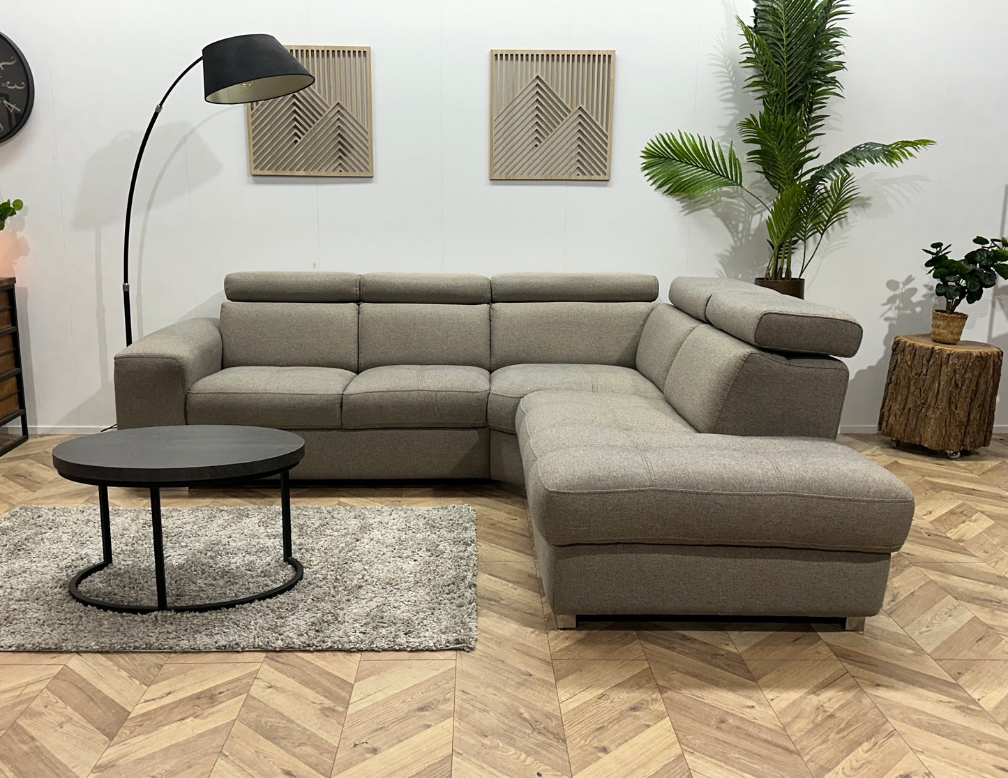 Licht Grijze Hoekbank ~ Verstelbare Hoofdsteunen