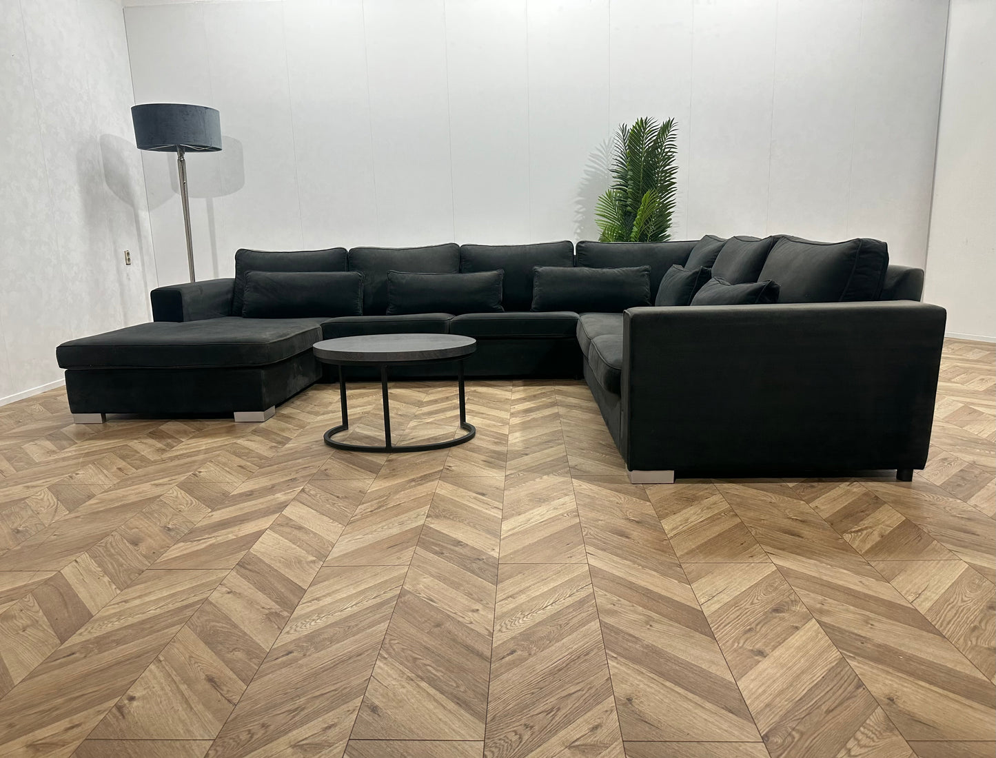 Antraciet Velvet U Bank ~ Losse Kussens Met Afneembare Hoezen