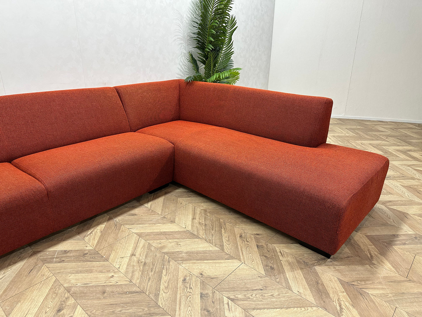 Bruin\Rode Montèl Hoekbank Inc Hocker ~ Vaste Kussens