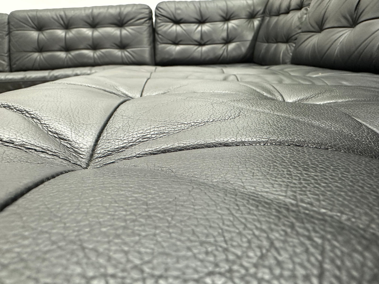 Zwart Echt Lederen Hoekbank ~ Losse Kussens Met Afneembare Hoezen