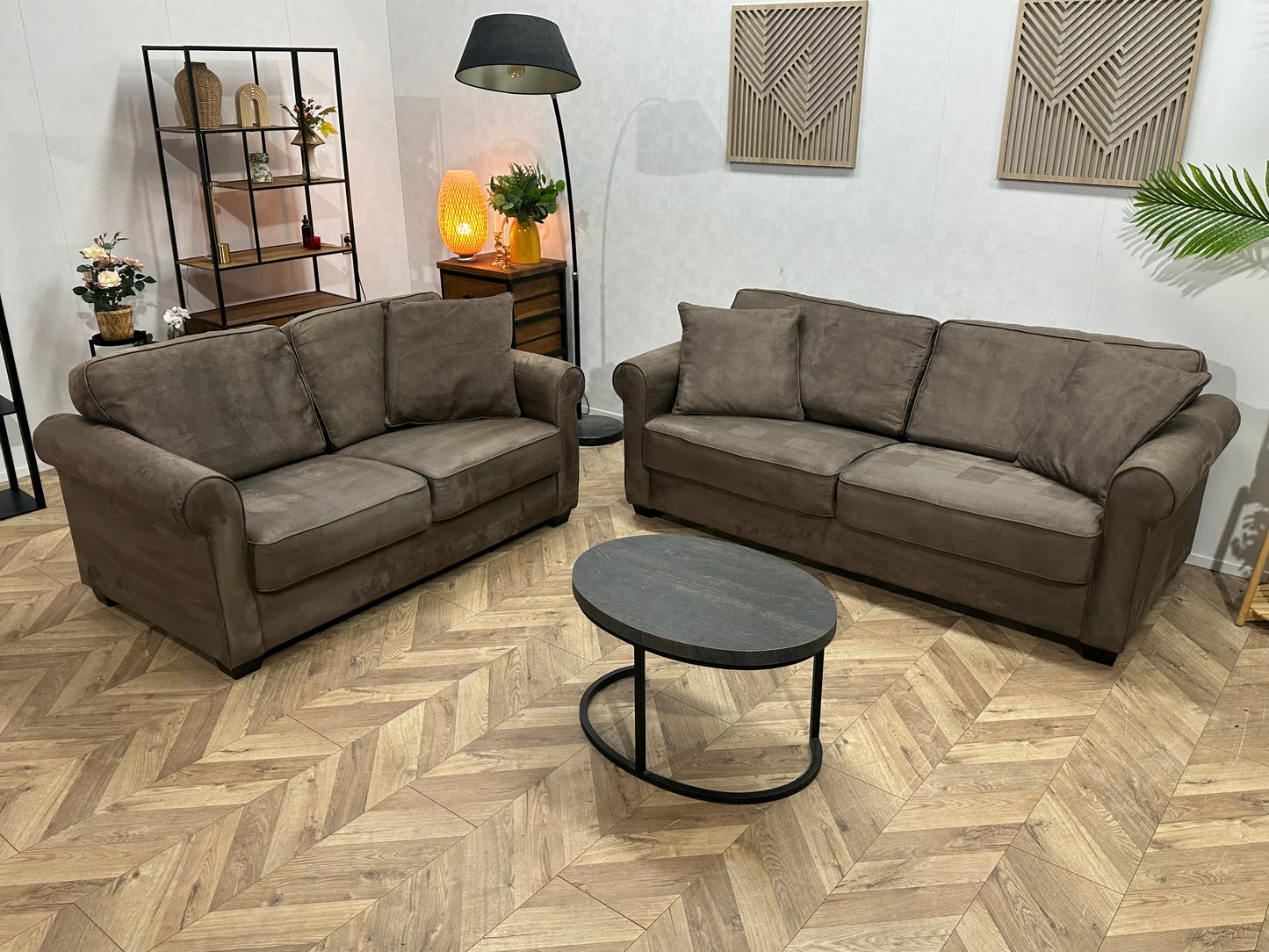 Licht Bruine Velvet Banken Set ~ Nieuwstaat