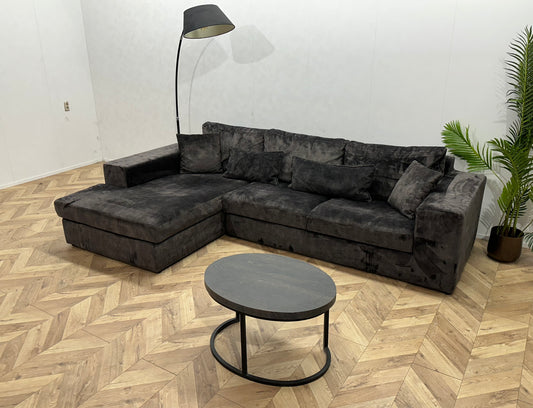 Antraciet Velvet Hoekbank ~ Losse Kussens Met Afneembare Hoezen