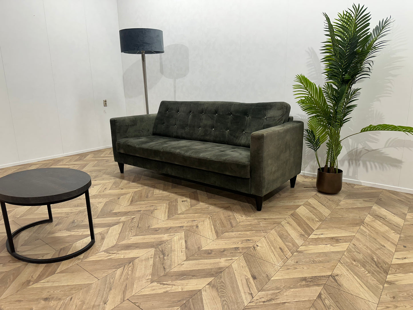 Umix Groene Velvet 2.5-Zits Bank ~ Losse Rugkussen Met Afneembare Hoes