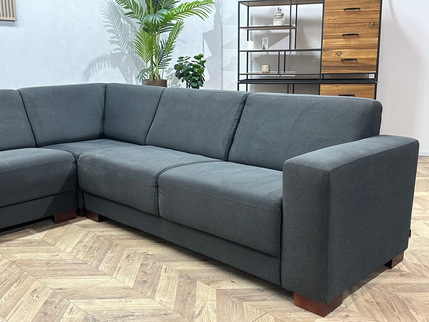 Woood Antraciet Hoekbank Inc Hocker ~ Vaste Kussens