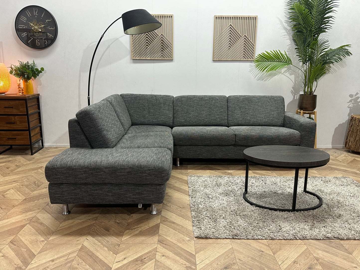 Montèl Antraciet Hoekbank ~ Vaste Kussens