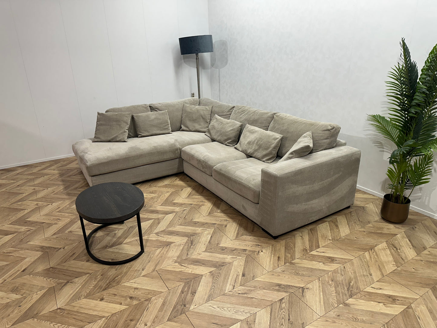 IN.HOUSE Beige Velvet Hoekbank ~ Nieuwstaat