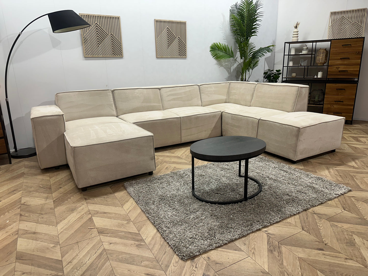 !Showroommodel! Crème Suède Stoffen U Bank