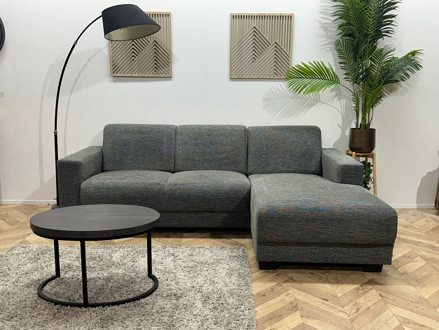 Grijze Hoekbank ~ Vaste Kussens