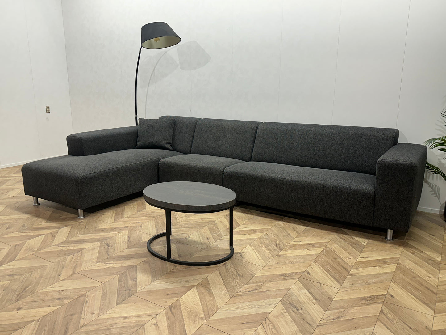 Antraciet Hoekbank ~ Vaste Kussens