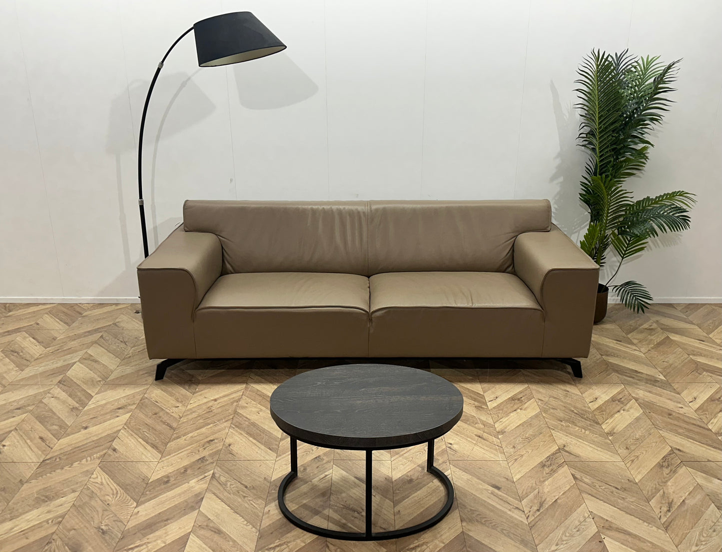 Licht Bruine Echt Lederen 2.5-Zits ~  Vaste Kussens