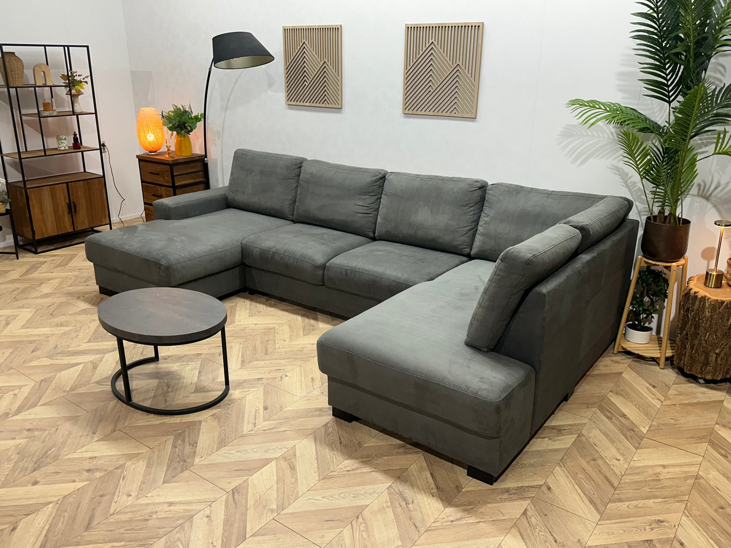 Antraciet Suède Stoffen U Bank ~ Losse Rugkussens Met Afneembare Hoezen