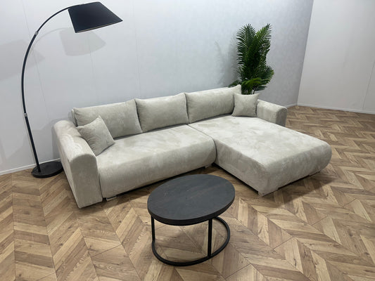 !Showroommodel! Witte Ribstof Hoekbank
