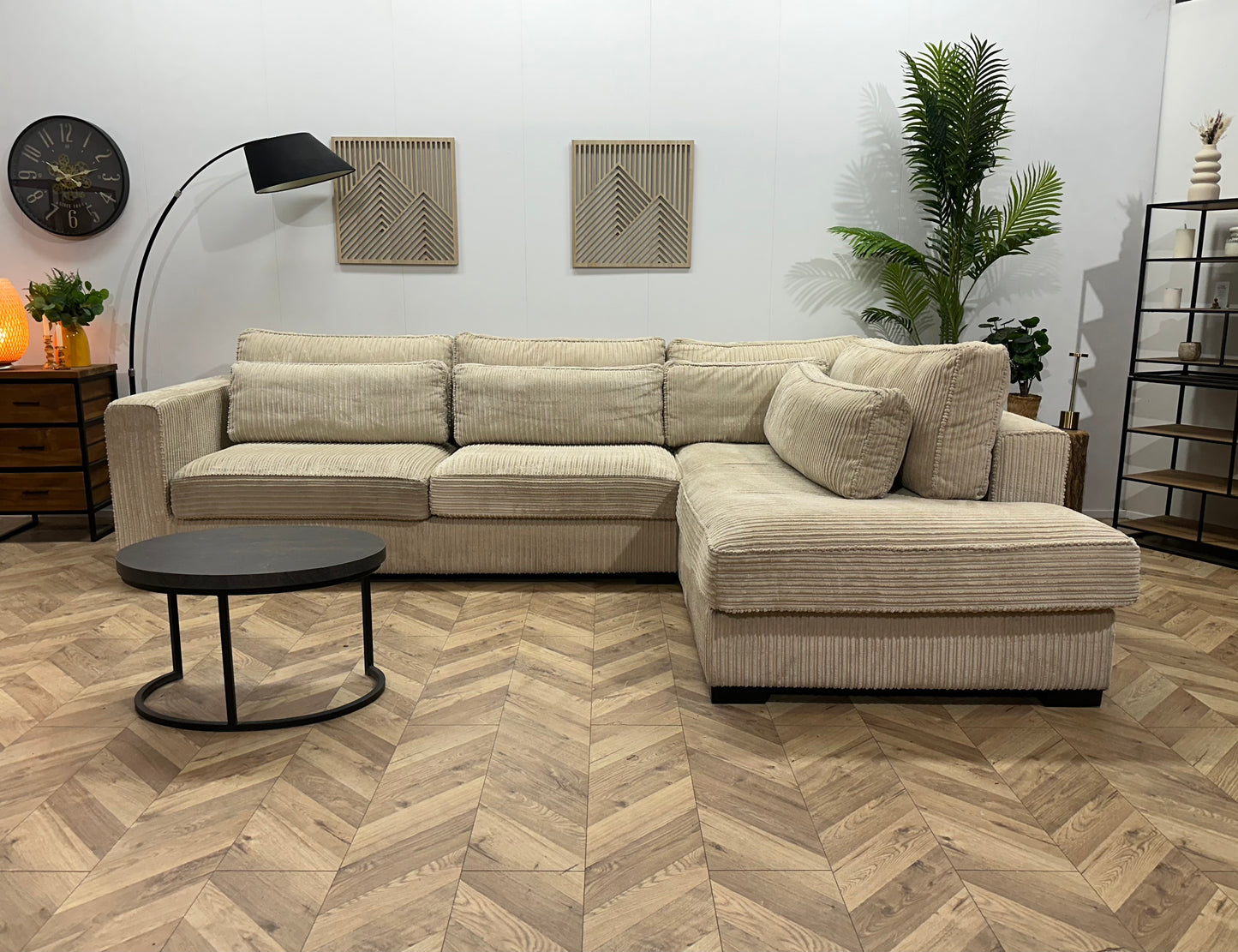 Crème Ribstof Hoekbank ~ Nieuwstaat