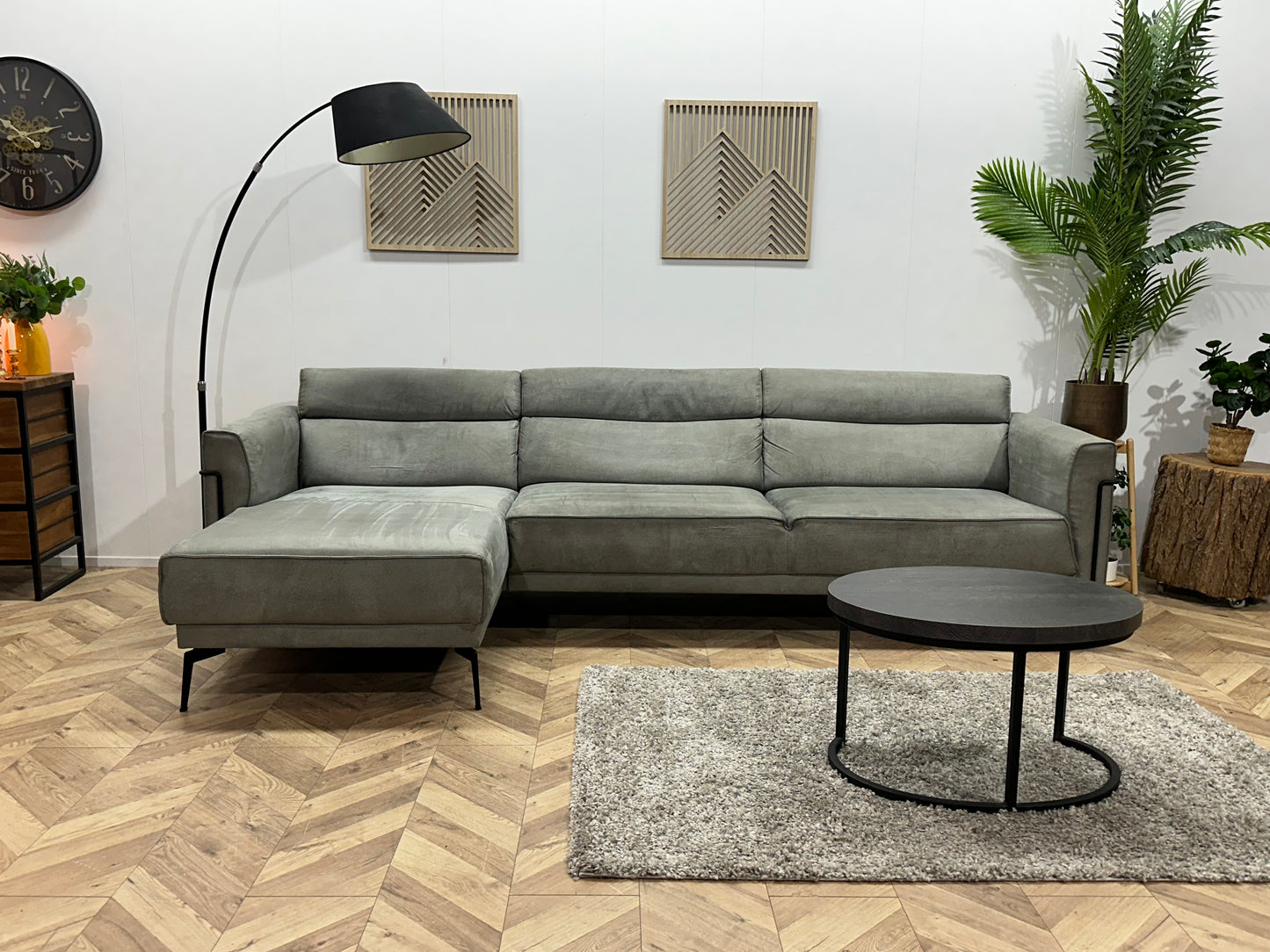 Xooon Grijze Suede Stoffen Hoekbank ~ Nieuwstaat