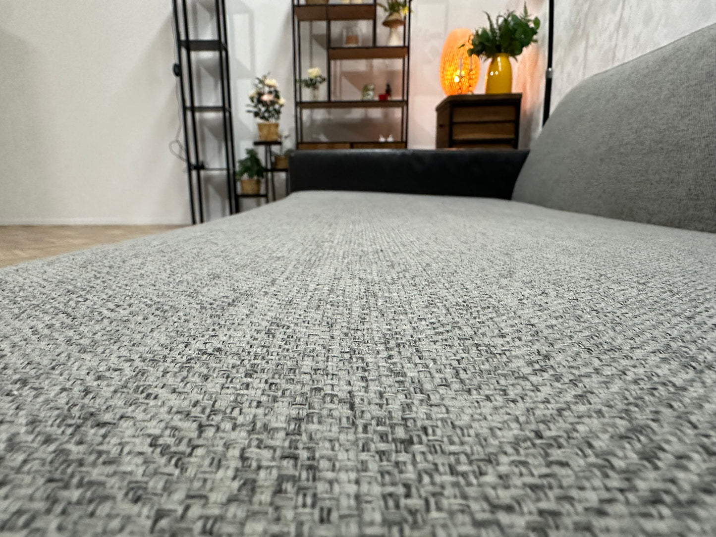 Licht Grijze/Antraciet Stoffen/Echt Lederen Design 2.5-Zits Bank ~ Vaste Kussens