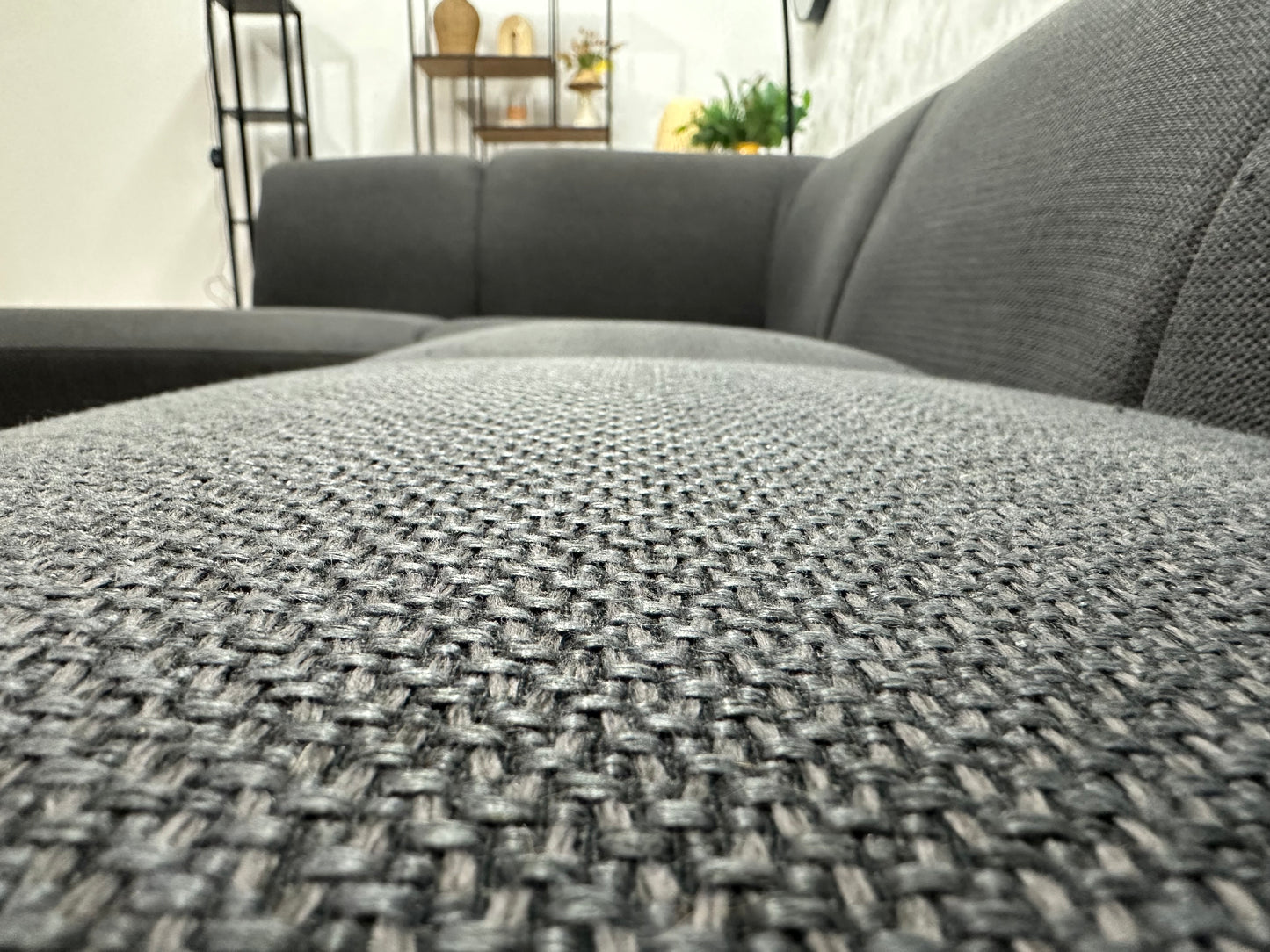 Antraciet Hoekbank ~ Vaste Kussens