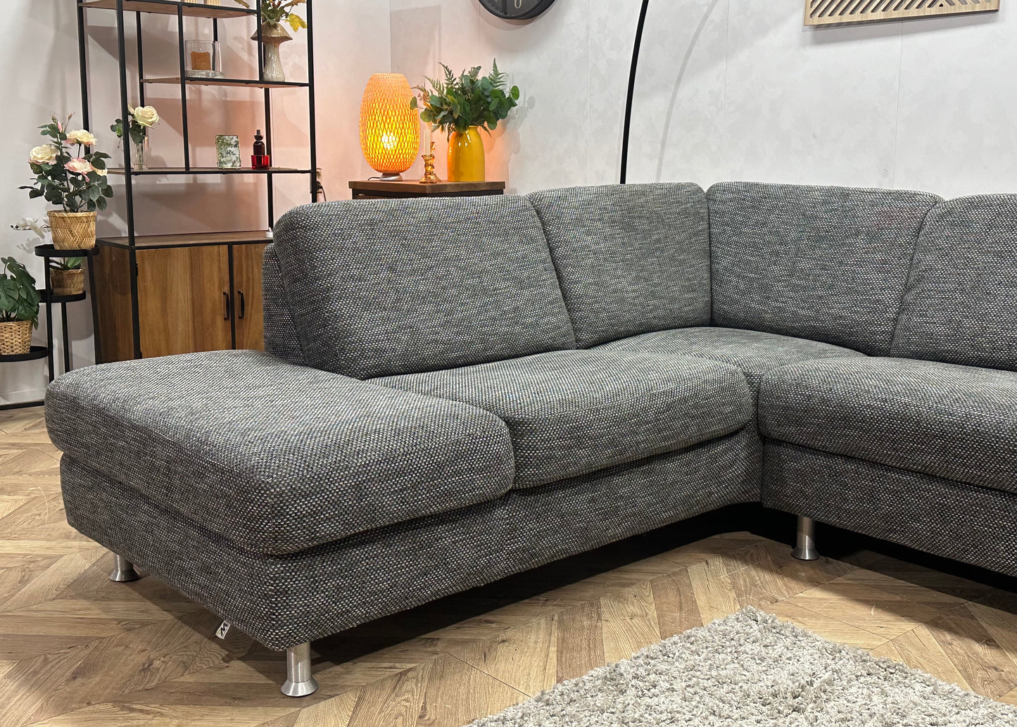 Montèl Antraciet Hoekbank ~ Vaste Kussens