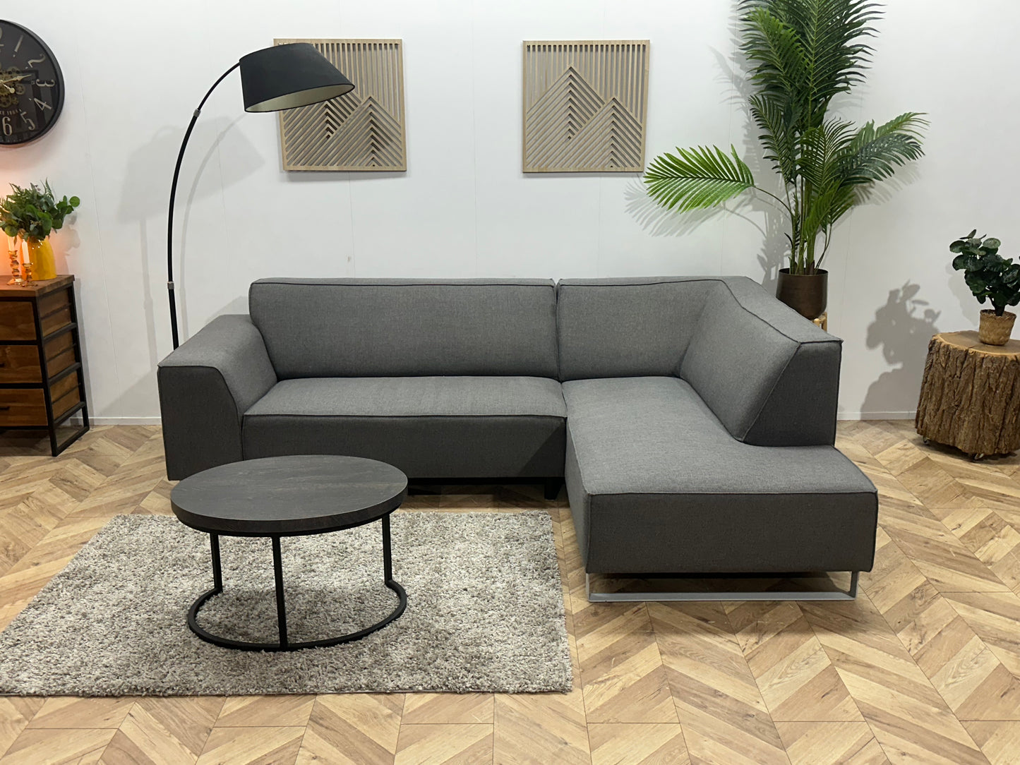 Grijze Hoekbank ~ Vaste Kussens