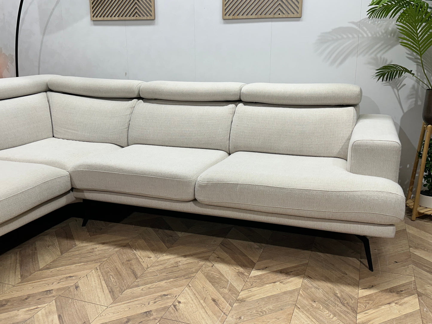 Goossens Crème Hoekbank ~ Verstelbare Hoofdsteunen