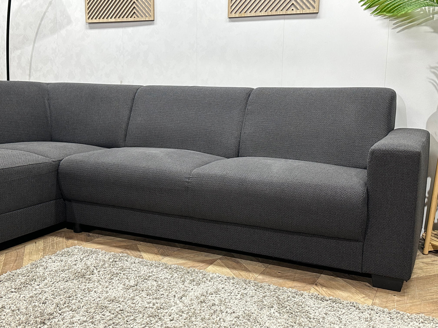 Antraciet Hoekbank ~ Vaste Kussens