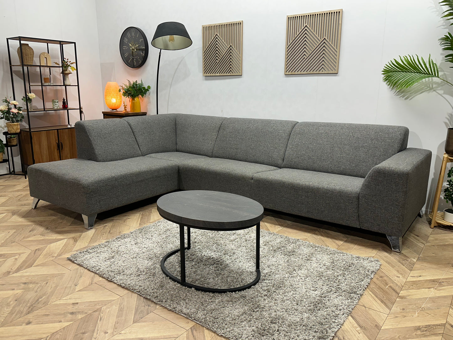 Grijze Hoekbank ~ Vaste Kussens