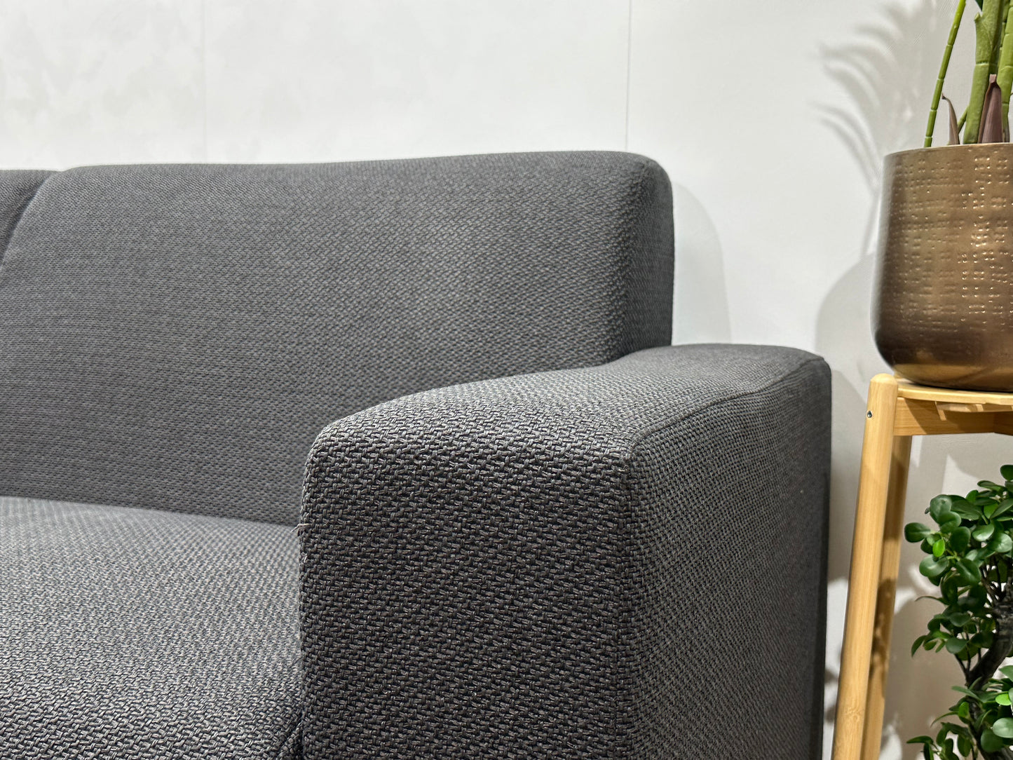 Antraciet Hoekbank ~ Vaste Kussens