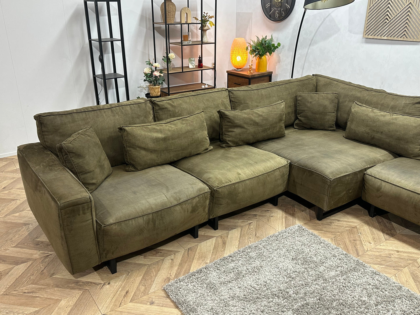 Leger Groene Ruime Design Hoekbank ~ Losse Kussens Met Afneembare Hoezen