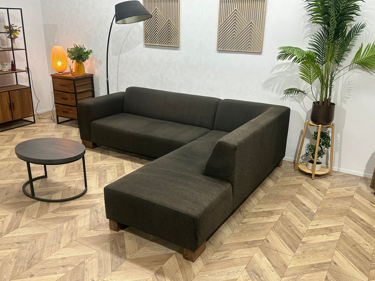 N-Joy Antraciet Hoekbank ~ Vaste Kussens