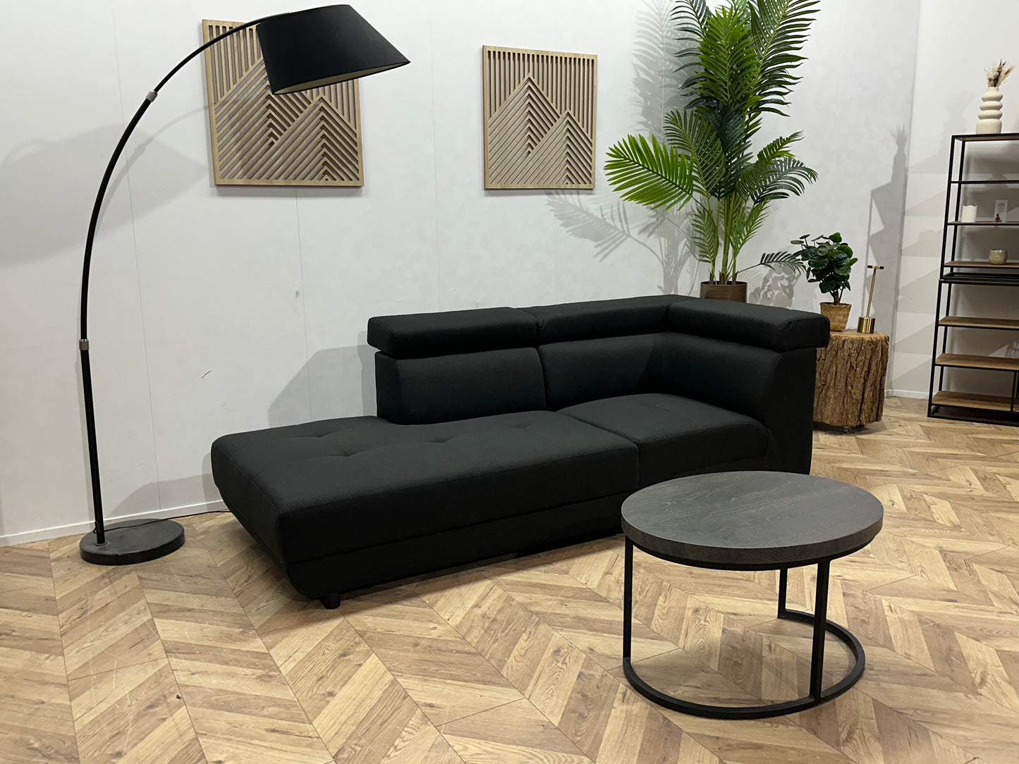!Showroommodel! Zwart Suede Stoffen Designbank