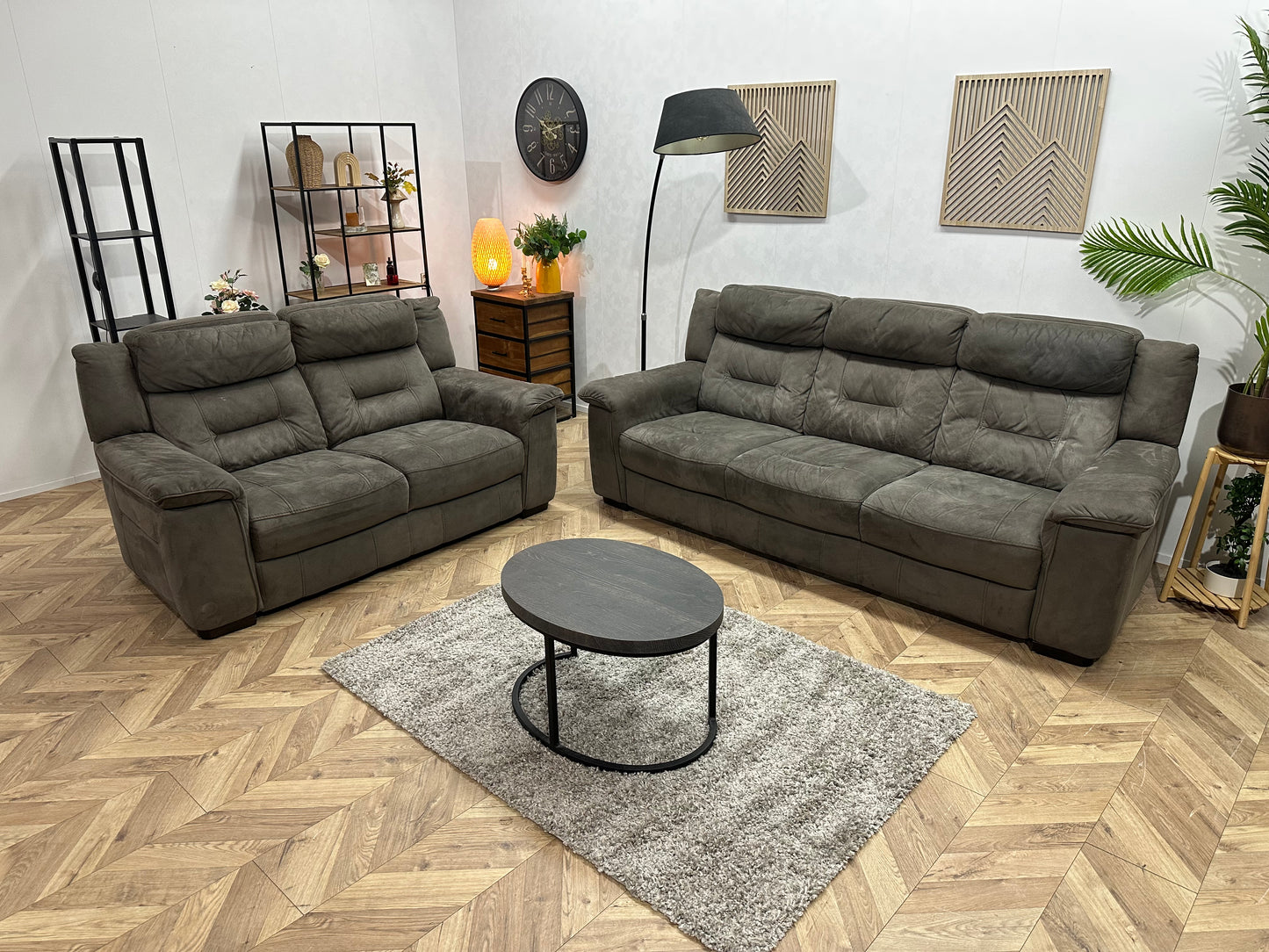 Antraciet Velvet Banken Set ~ Vaste Kussens