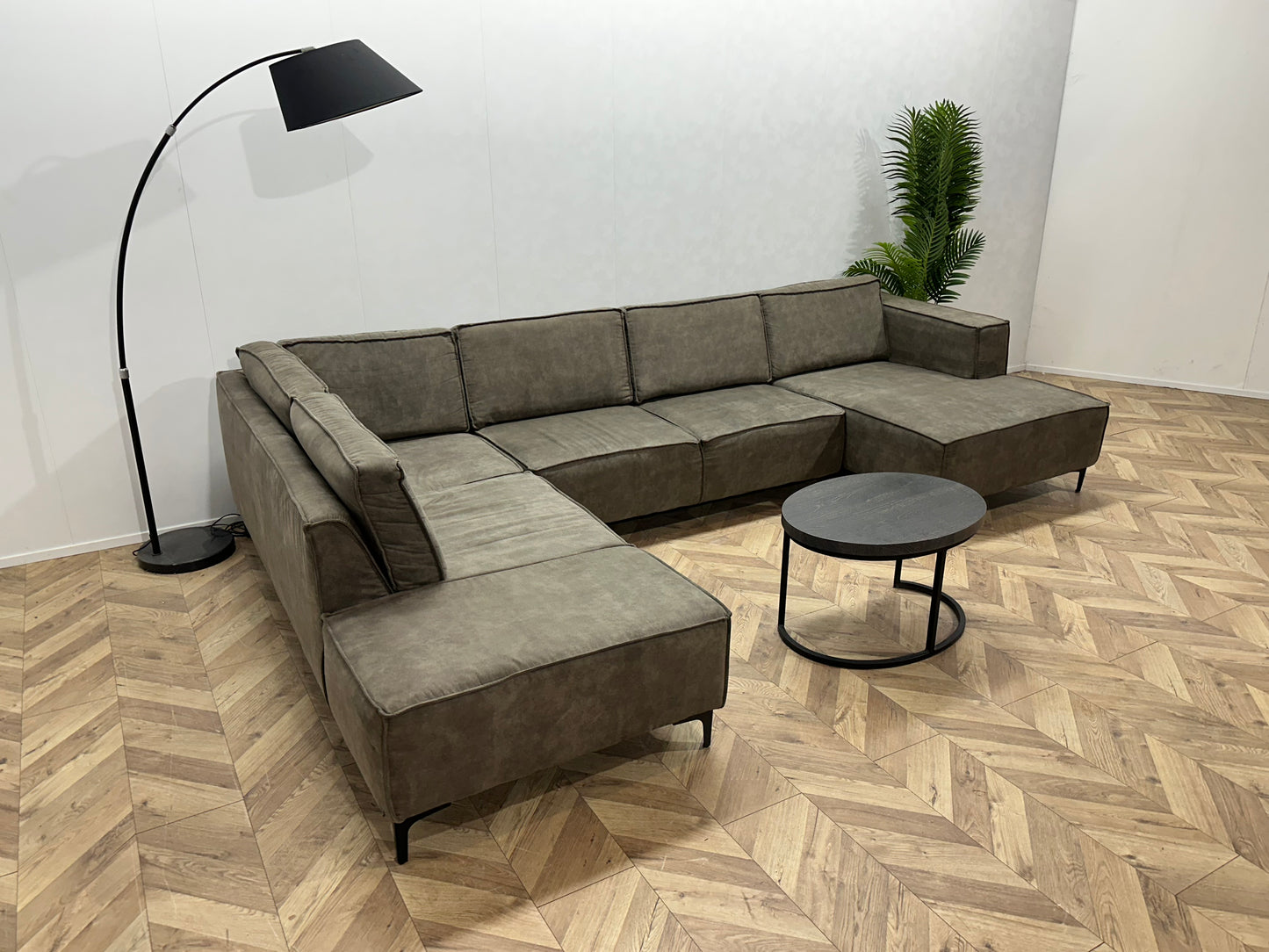 Antraciet Suède Stoffen U Bank ~ Losse Rugkussens Met Afneembare Hoezen