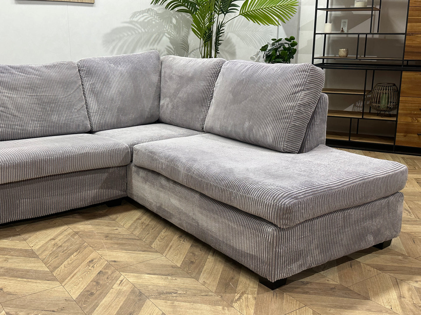 Licht Grijze Ribstof Hoekbank ~ Nieuwstaat