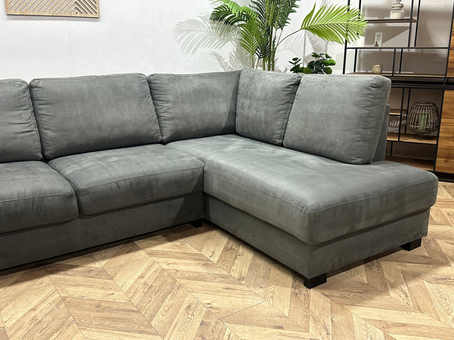 Antraciet Suède Stoffen U Bank ~ Losse Rugkussens Met Afneembare Hoezen