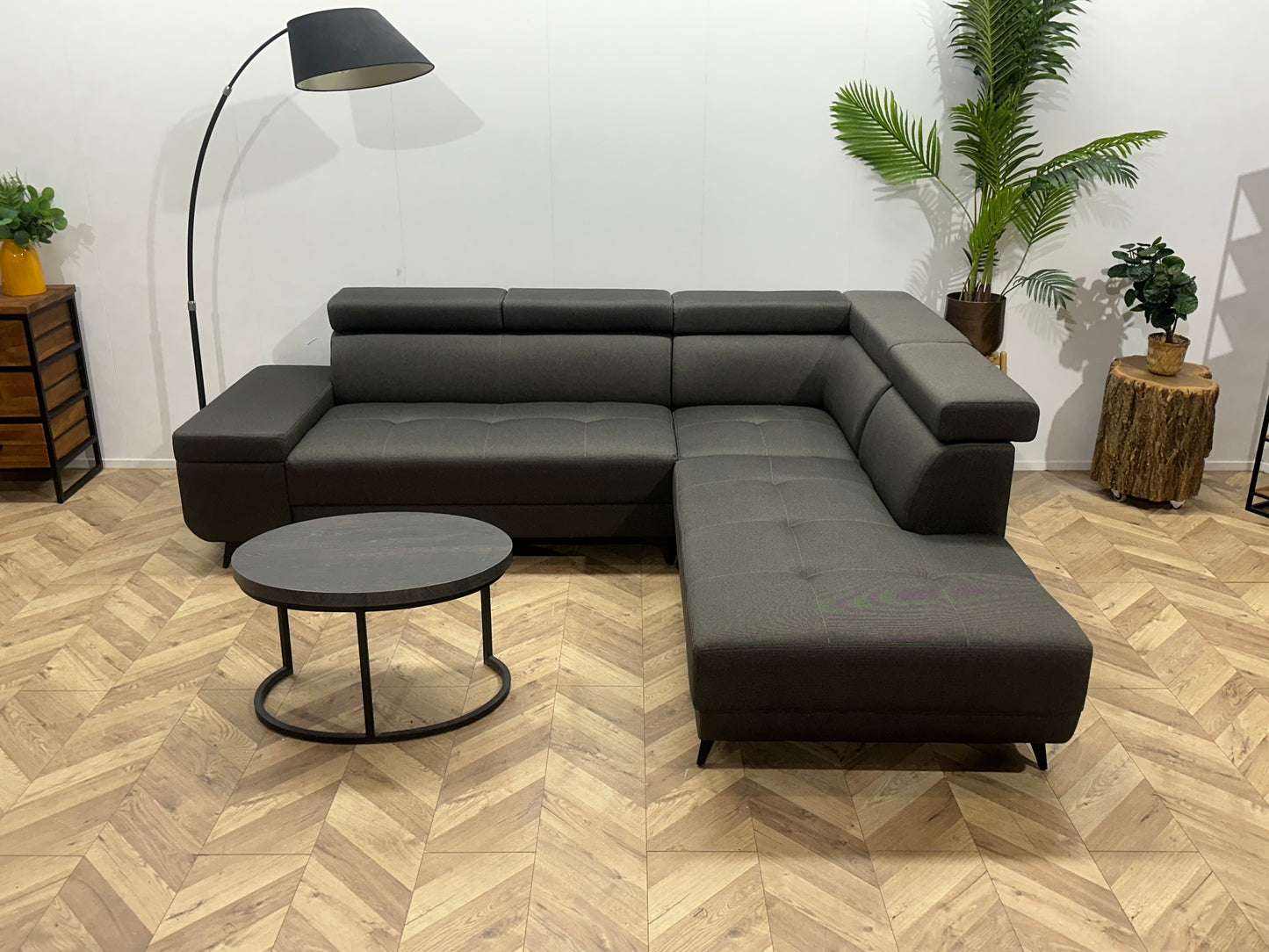!Showroommodel! Grijze Hoekbank ~ Verstelbare Hoofdsteunen