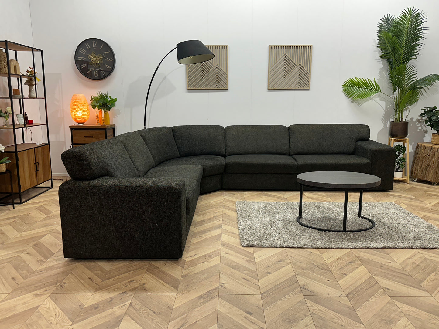 Antraciet Hoekbank ~ Vaste Kussens