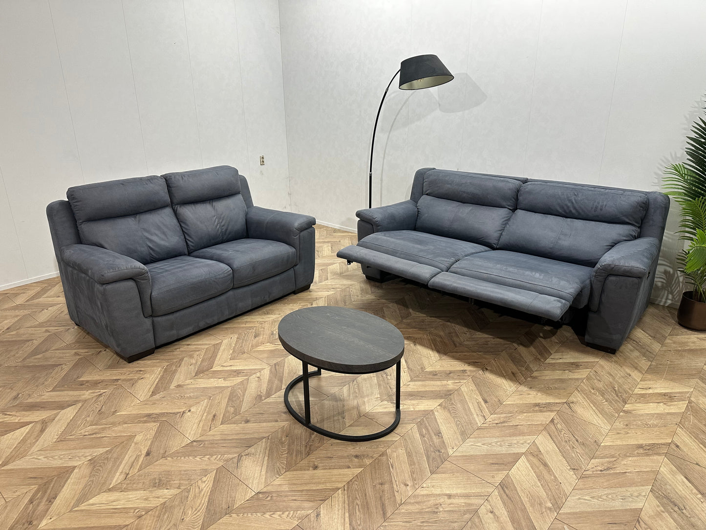 Blauwe Suède Stoffen Banken Set ~ Relaxfunctie
