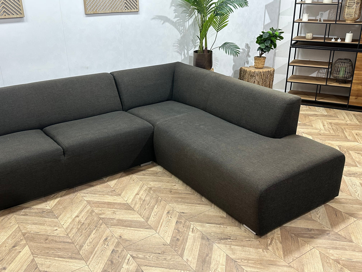 Montèl Antraciet Hoekbank ~ Vaste Kussens
