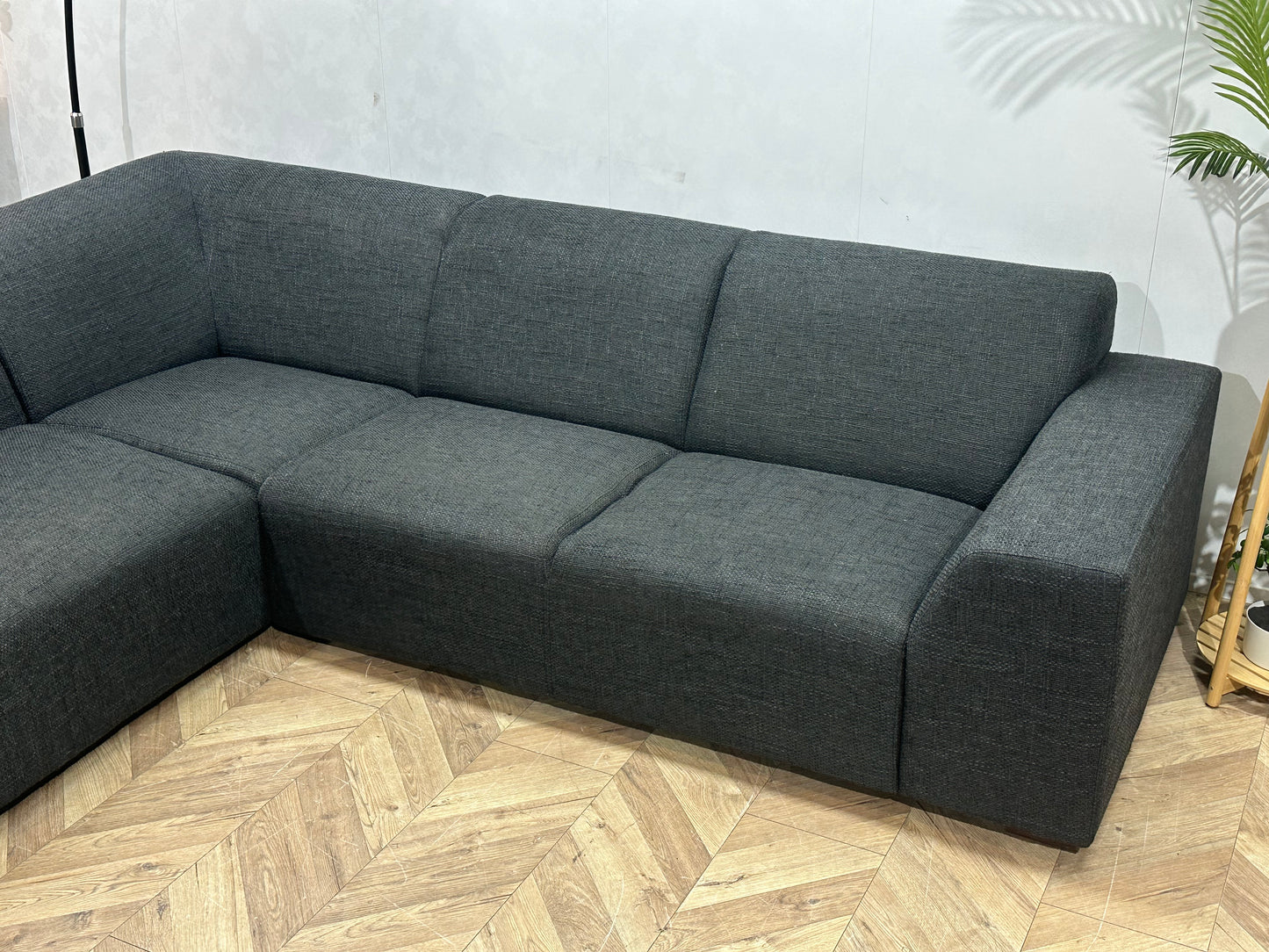 Antraciet Hoekbank ~ Vaste Kussens