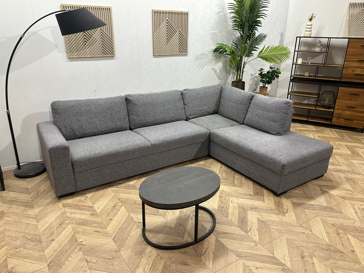 Grijze Hoekbank ~ Losse Rugkussens Met Afneembare Hoezen