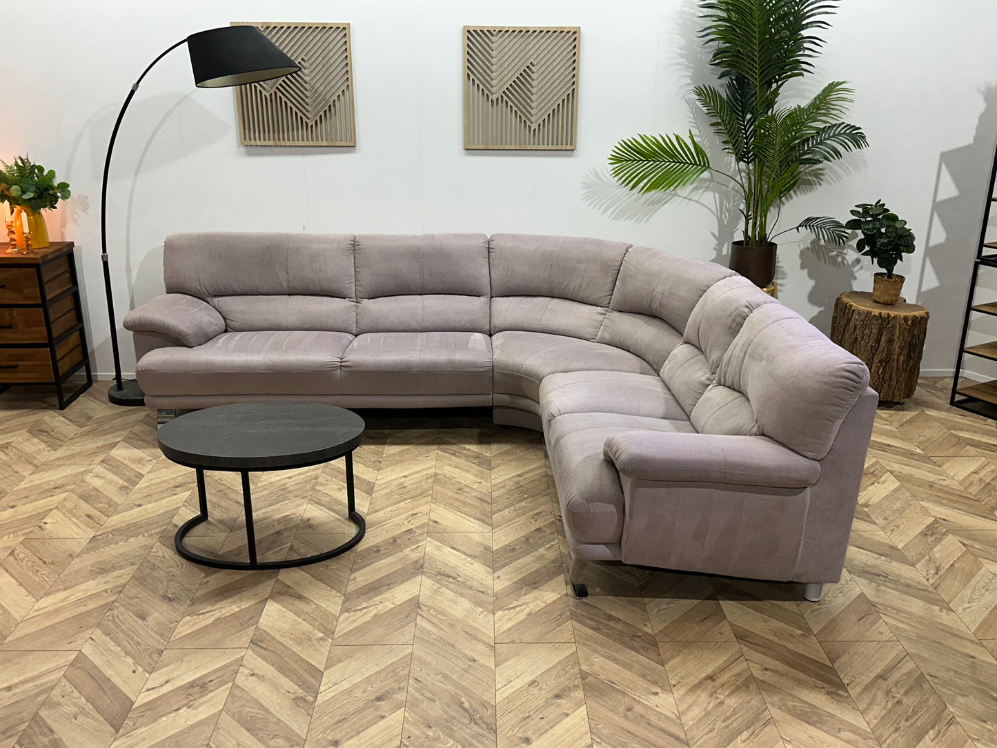 Licht Grijze Hoekbank ~ Vaste Kussens