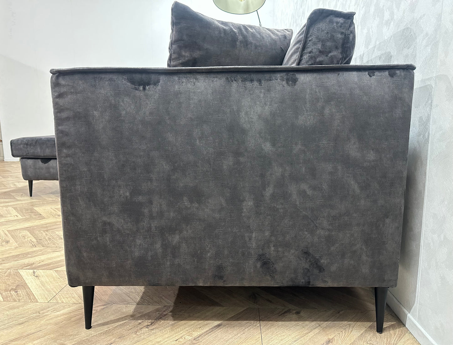 Antraciet Velvet Hoekbank ~ Losse Kussens Met Afneembare Hoezen