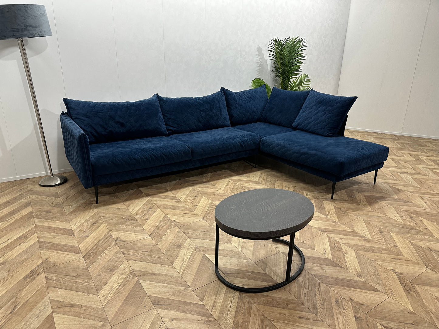 Donker Blauwe Velvet Hoekbank ~ Nieuwstaat