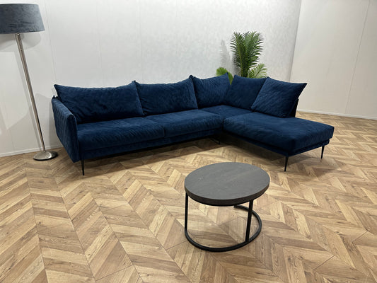 Donker Blauwe Velvet Hoekbank ~ Nieuwstaat