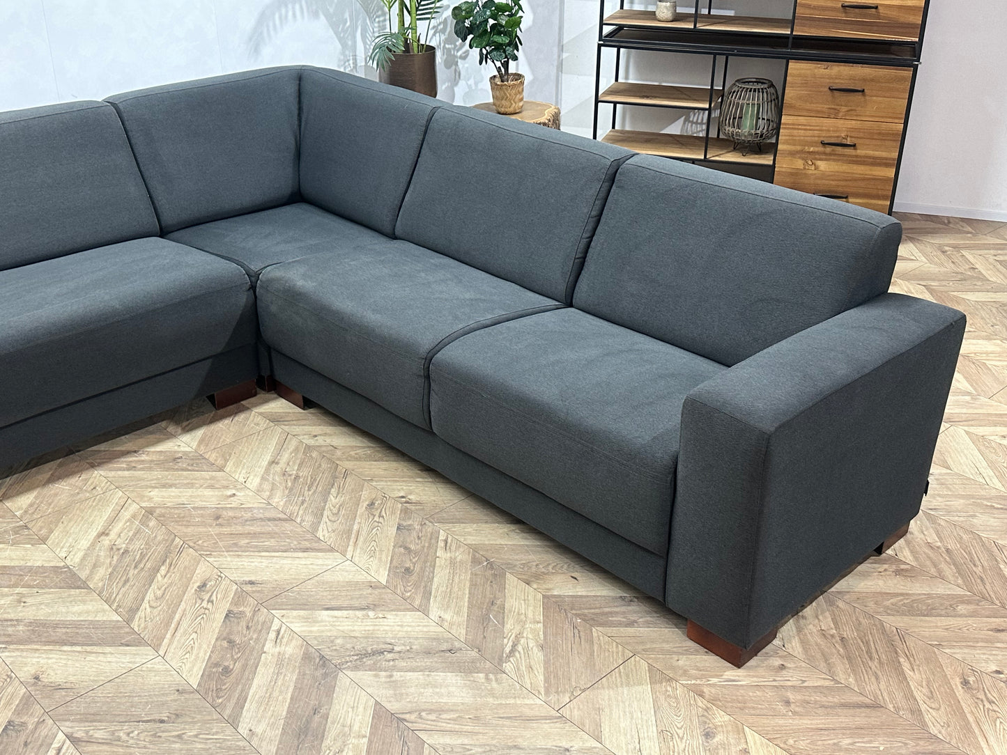 Woood Antraciet Hoekbank Inc Hocker ~ Vaste Kussens