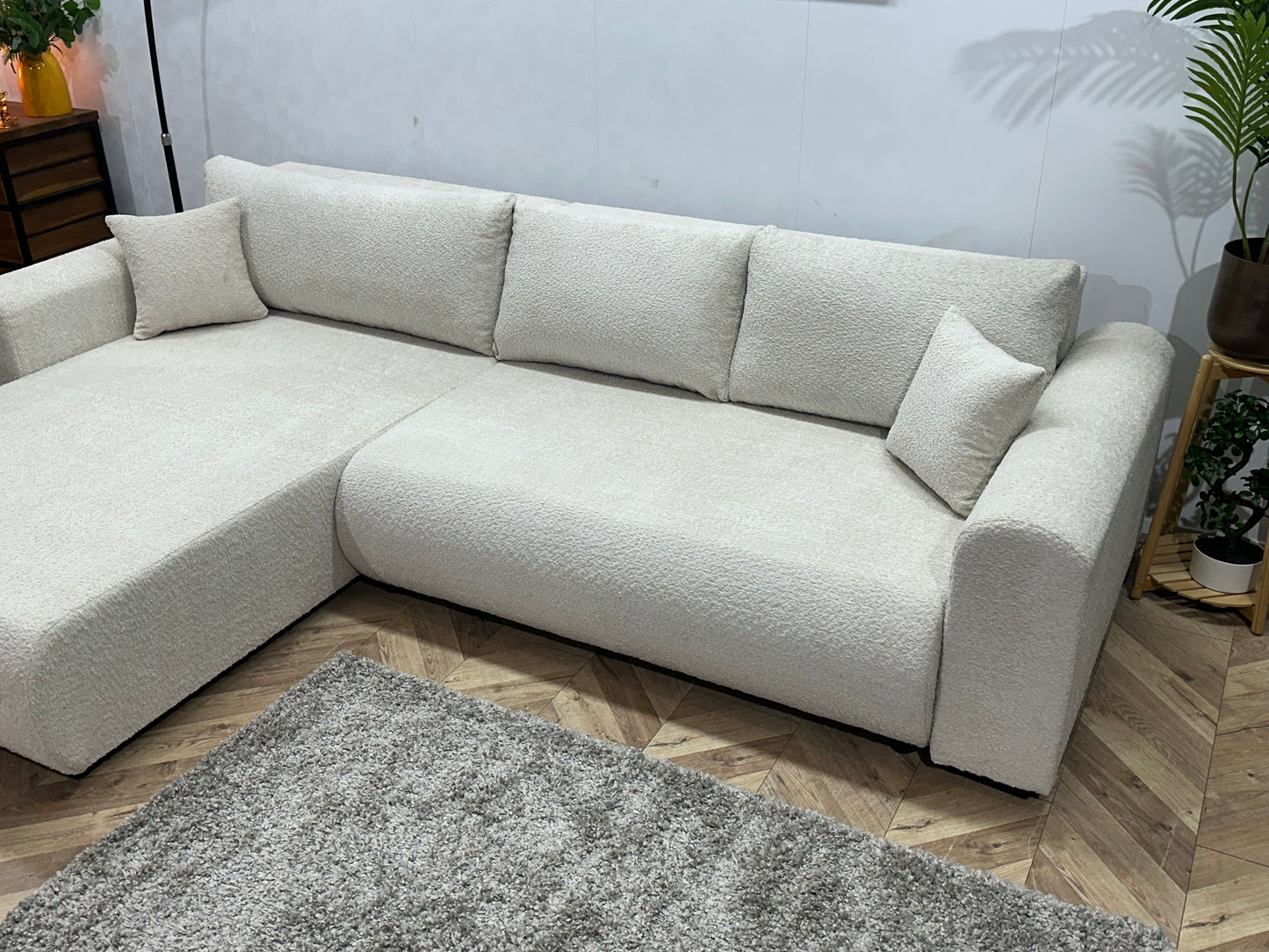 !Showroommodel! Witte/Crème Bouclé Hoekbank