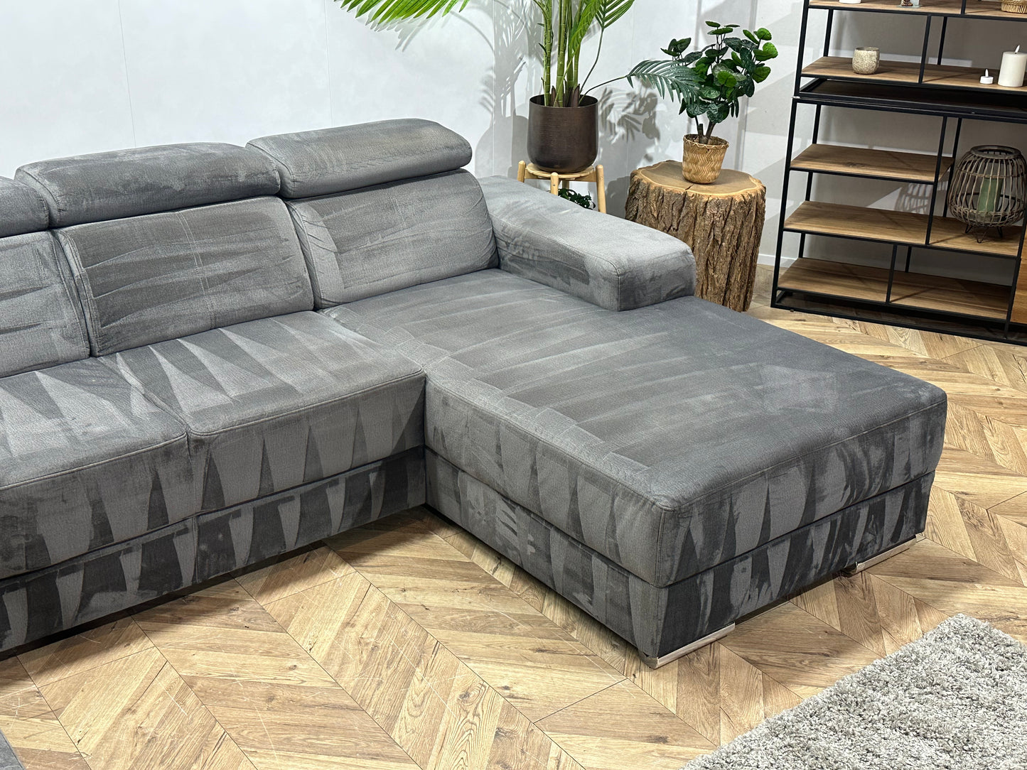 Grijze Velvet U Bank ~ Verstelbare Hoofdsteunen