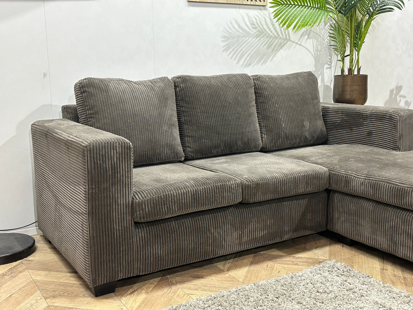 Antraciet Ribstof Hoekbank ~ Meerdere Opstellingen