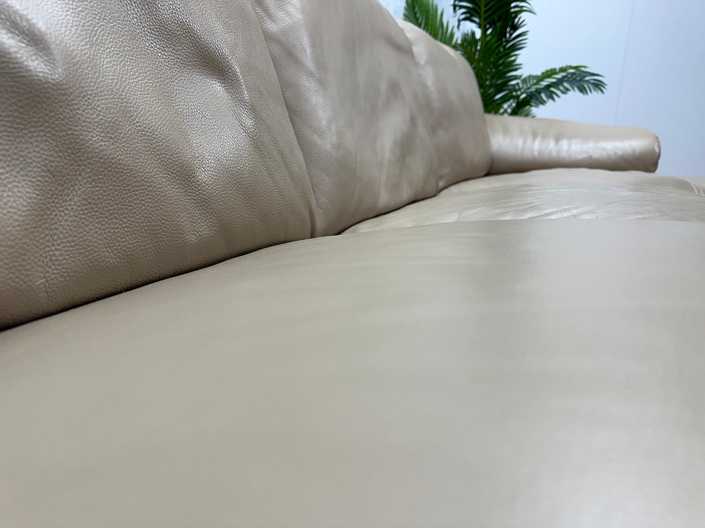 Leatherworld Beige Echt Lederen U Bank ~ Vaste Kussens