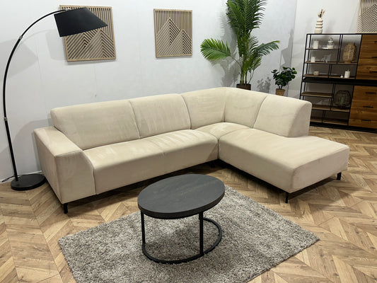 !Showroommodel! Crème Suède Stoffen Hoekbank