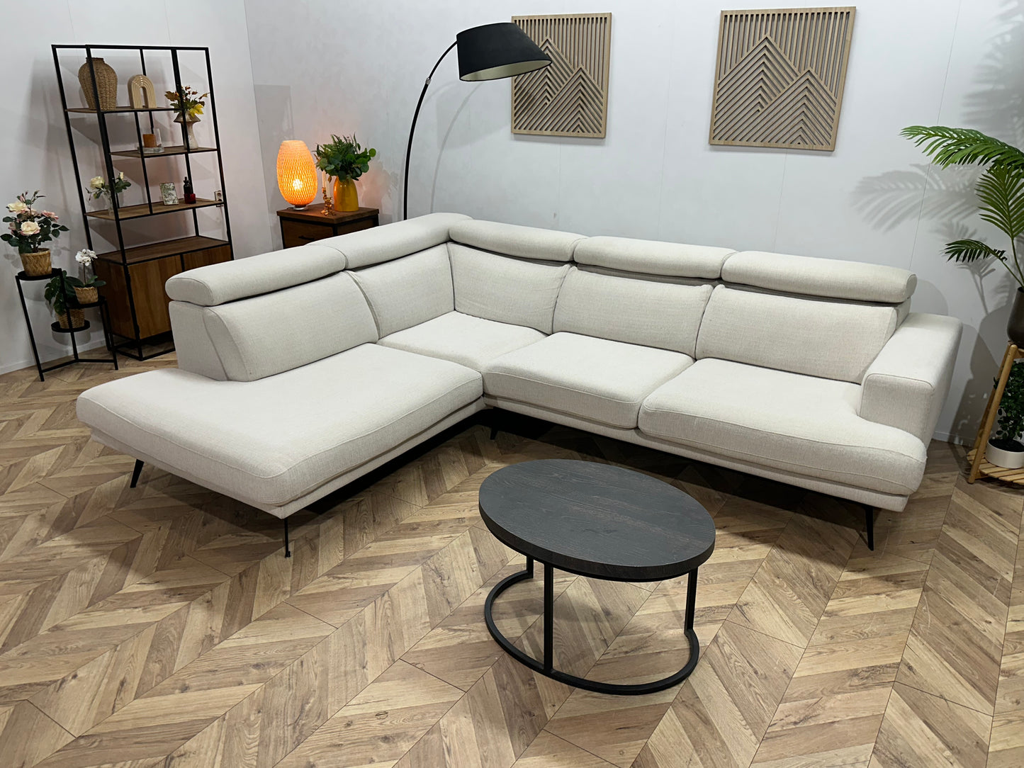 Goossens Crème Hoekbank ~ Verstelbare Hoofdsteunen